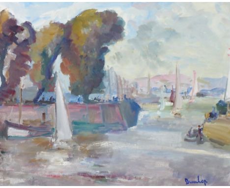 Ronald Ossory Dunlop (1894-1973), Harbour scene, oil on canvas, signed, 39cm x 49cm. DDS