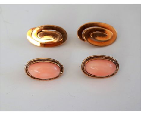 A Bvlgari pair of gold earclips, each of oval spiral design, detailed Bvlgari N.Y. Italy K18 M 71, weight 15.4 gms and a pair