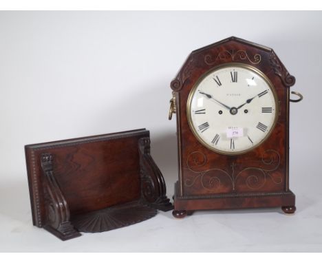Taylor Diss; a Victorian mahogany and brass inlaid 8 day bracket clock, shaped angular top and painted tin dial flanked by br