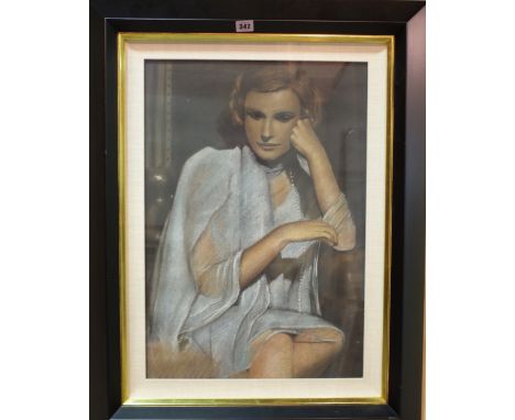 Sir David Tang (1954-2017), Lady in white with a pearl necklace, pastel, 58cm x 40cm. Provenance; property from the late Sir 