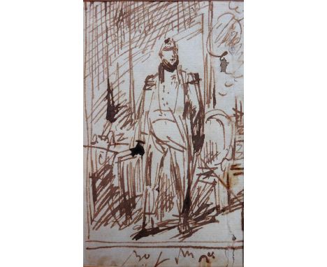 Attributed to George Chinnery (1774-1852), Portrait study of a gentleman, pen and ink, unframed, 12.5cm x 7.5cm. 