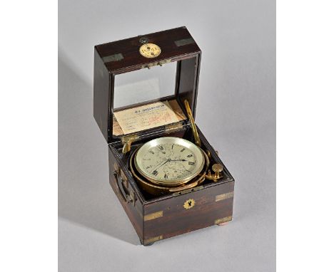 A HISTORICALLY INTERESTING BRASS-BOUND ROSEWOOD TWO-DAY MARINE CHRONOMETER WITH AUXILLARY COMPENSATIONBy John Poole, London, 