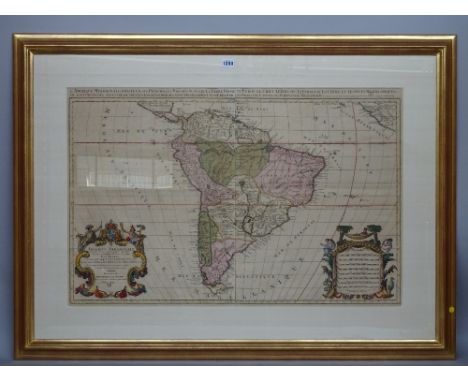 A map by Alexis - Hubert JAILLOT:  Amerique Meridionale  . . .  , 57cm x 88cm within mount, hand-coloured, pictorial cartouch