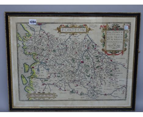 A map by Abraham ORTELIUS:  Poictou: Pictonum Vicinarum Que Regionum Fidiss Descriptio  . . .  42cm x 55cm, hand-coloured, pi