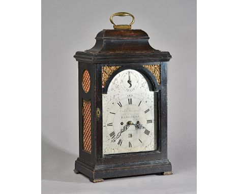 A GEORGE III EBONISED BRACKET CLOCKBy Edward Howard, Kirby Street, London, circa 1785The bell-top case with brass handle surm