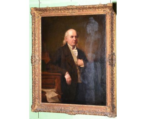 Portrait of a gentleman, three quarter length, oil on canvas 