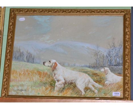 Reuben Ward Binks (1880-1950) portrait of an orange Belton Setter in a mountainous landscape accompanied by another, signed, 