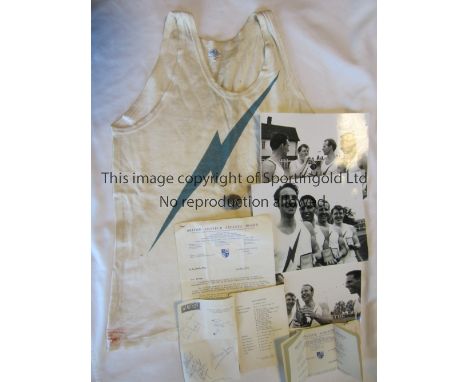 WORLD RECORD 4 X 100 METRES RELAY 1963 Items relating to the equalling of the World Record at a training session in London in
