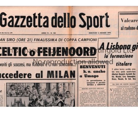 1970 EUROPEAN CUP FINAL CELTIC v FEYENOORD Match played 6/5/1970 at the San Siro, Milan.&nbsp;&nbsp;Issue of the Milan daily 