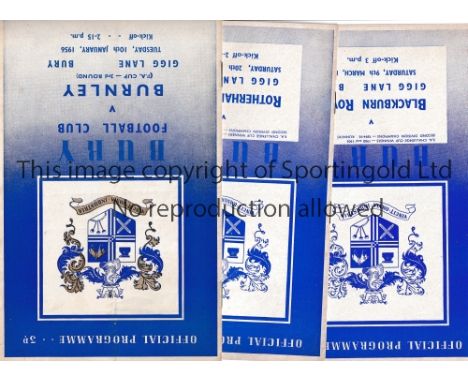 BURY Eighteen home programmes v Burnley 55/6 FA Cup, Rotherham and Blackburn 56/7, Opole Friendly 57/8, Bournemouth, Newport,