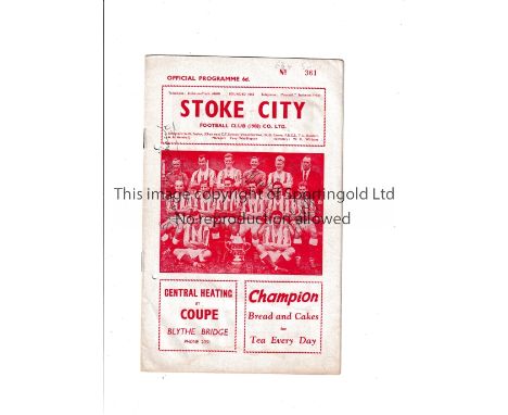 STANLEY MATTHEWS AUTOGRAPHS Programme for Stoke City at home v Sheffield United 18/9/1963 with punched holes and signed on th
