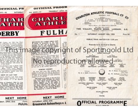 CHARLTON ATHLETIC Twenty one programmes for the 1958/9 season: 12 homes including the Public Trial Match and Liverpool and 9 