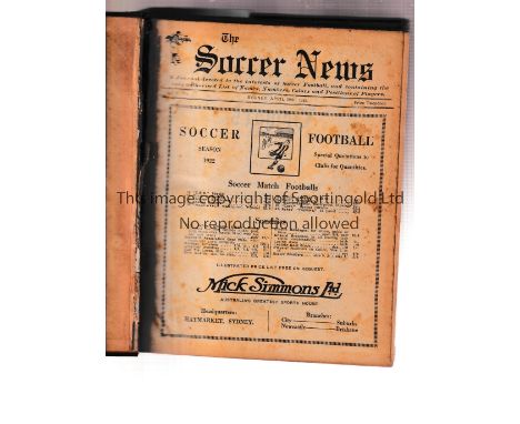 THE SOCCER NEWS 1922/23 Bound volume of Australian magazines / official programmes consisting of Volume 1 No 1-21 &amp; Volum