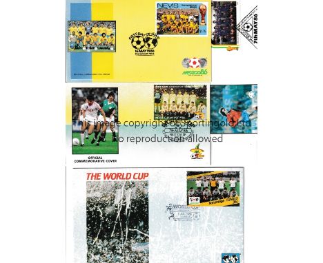 MEXICO WORLD CUP 1986 Nine first day covers for 1986 Mexico World Cup. Issued by islands in the West Indies featuring team su
