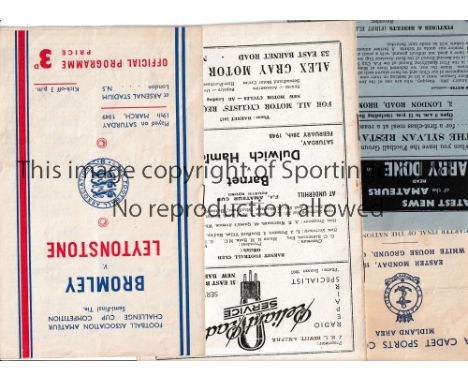 NON-LEAGUE PROGRAMMES Four programmes including 1949 Amateur Cup S-F at Arsenal FC, Bromley v Leytonstone, minor split on the