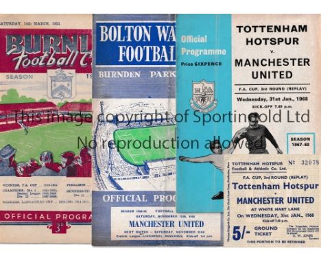 MANCHESTER UNITED Fifty four programmes: 48 homes including Newcastle Utd. 55/6, 5 X 56/7 token missing, 7 x 57/8 with tokens