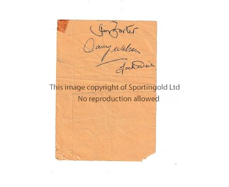 CELTIC V REAL MADRID 1962 / RANGERS AUTOGRAPHS Ticket for the Friendly at Celtic 10/9/1962 signed on the back by 3 Glasgow Ra