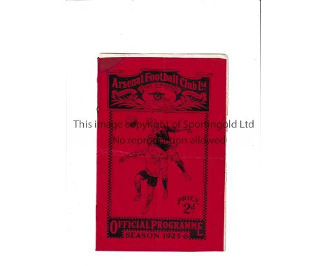 ARSENAL Programme for the home League match v Aston Villa 5/4/1926 with the single sheet "Some Late Gossip" insert. Folded in
