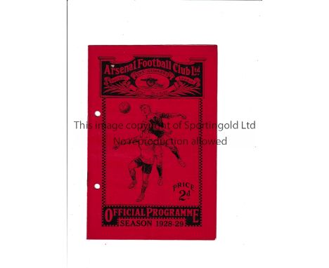 ARSENAL Programme for the home League match v Liverpool 27/10/1928, punched holes, small hole at the top and scores entered. 