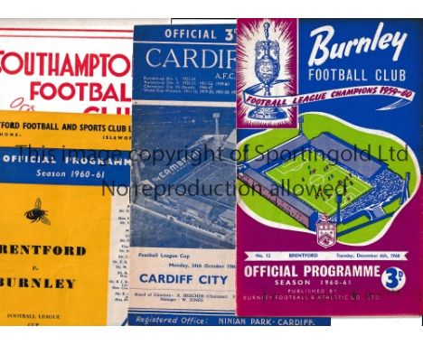 BURNLEY Four programmes in their 1960/1 League Cup run to the semi-final in their first season of the competition at home v B