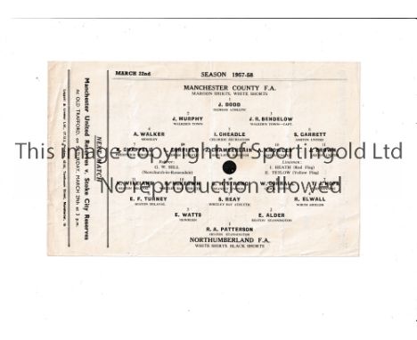 NEUTRAL AT MANCHESTER UNITED Single sheet programme for the Northern Counties Amateur Championship Semi-Final, Manchester Cou