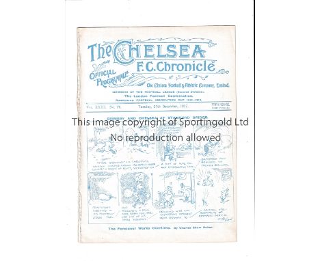 CHELSEA Home programme v Grimsby Town 27/12/1927. Postponed match. Ex Bound Volume. Generally good 