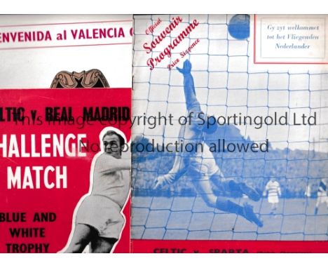 CELTIC Seventeen large issue home programmes v Sparta Rotterdam 59/60, Real Madrid 62/3, Valencia 62/3, Basel 63/4, Dinamo Za