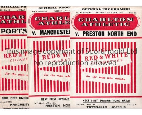 CHARLTON ATHLETIC Twenty six programmes for the 1954/5 season: 14 homes v Preston, Man. Utd. April, Portsmouth, Arsenal X 2, 