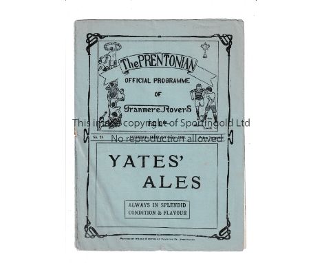 CARLISLE UNITED 1928/9 / FIRST LEAGUE SEASON Programme for the away League match v Tranmere Rovers 16/2/1929 in their first L