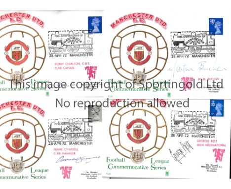 MANCHESTER UNITED / AUTOGRAPHS Seven signed First Day Covers, 6 of which are limited editions, for the Football League Commem