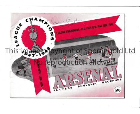 ARSENAL / DENIS COMPTON AUTOGRAPH Player's Souvenir Brochure for Championship Season 1947/8 signed by Compton on the front co