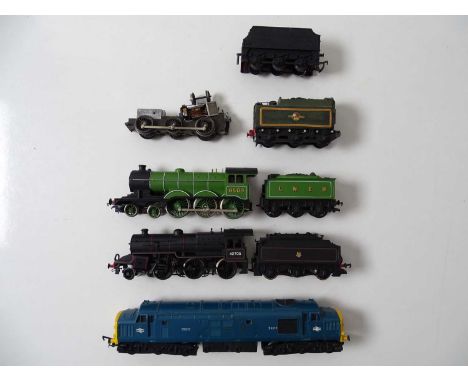 A group of OO gauge steam and diesel locomotives by HORNBY and others together with a spare chassis and tenders - F/G (unboxe