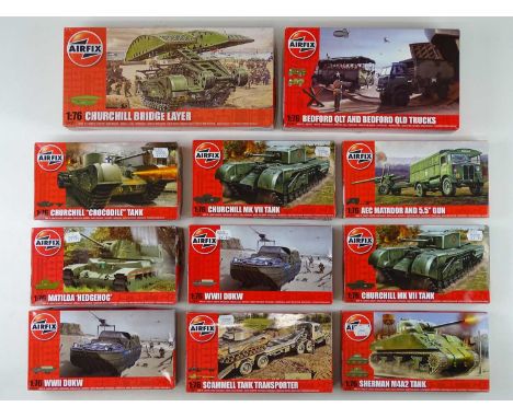 A group of 1:76 scale unbuilt AIRFIX military kits, unchecked but appear complete, some boxes still sealed - VG in G/VG boxes