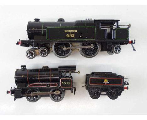 A HORNBY O Gauge clockwork No. 2 Special 4-4-2 steam tank locomotive in SR black numbered 492 (a/f) together with a BR black 