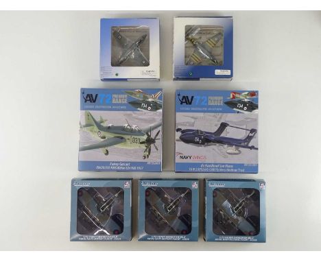 A group of 1:72 scale military aircraft models by AV72 - VG/E in VG boxes (7)