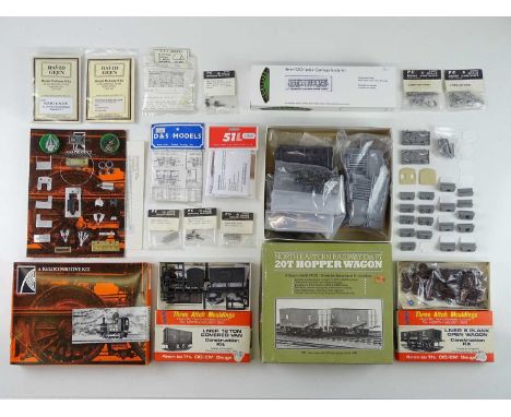 A mixed group of OO scale unbuilt locomotive, wagon and coach kits by K'S, SLATERS and others, together with a quantity of ac