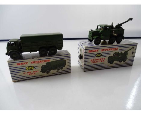 A pair of DINKY military vehicles comprising a 622 10-ton Army Truck and 661 Recovery Tractor - G in G boxes (2)