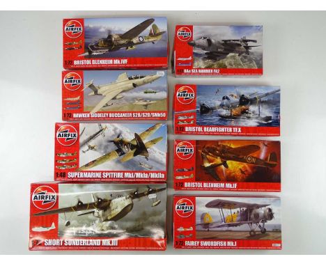 A group of 1:48 and 1:72 scale unbuilt AIRFIX military aircraft kits, unchecked but appear complete, some boxes still sealed 