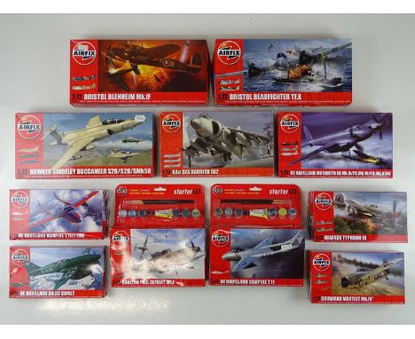 A group of 1:72 scale unbuilt AIRFIX military aircraft kits, unchecked but appear complete, some boxes still sealed - VG in G