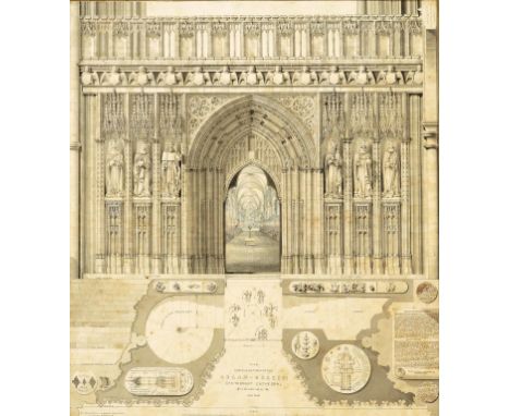 CHARLES ROWE DILLON, ARIBA (D1878) PLAN AND ELEVATION OF THE ORGAN SCREEN CANTERBURY CATHEDRAL JULY 1842  signed, dated and e