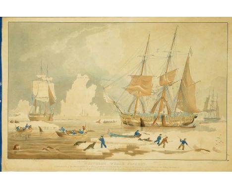 EDWARD DUNCAN, RWS (1803-1882) AFTER WILLIAM JOHN HUGGINS (1781-1845) NORTHERN WHALE FISHERY  hand coloured aquatint on wove 