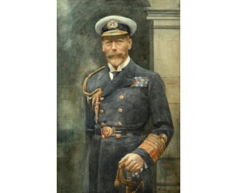 ROBERT SMITH FORREST (1871-1943) PORTRAIT OF HM KING GEORGE V; PORTRAIT OF HM QUEEN MARY a pair, three quarter length, both s