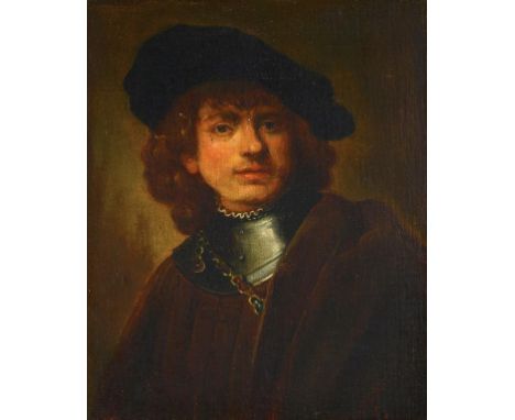 AFTER REMBRANDT  PORTRAIT OF THE ARTIST'S SON TITUS  oil on canvas laid on board, 31.5 x 26cm ++The varnish very dirty, no ap