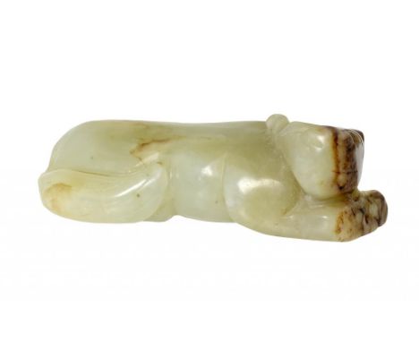 A CHINESE JADE LEOPARD PENDANT, MING DYNASTY  5.5cm l ++No apparent damage