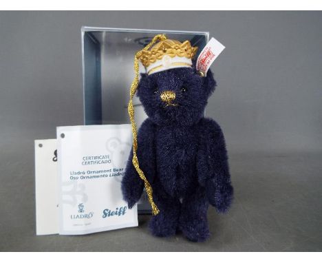 Steiff - A boxed limited edition Steiff 'Lladro Ornament Bear', # 677649, white tag and certificate, approximately 14 cm (h) 