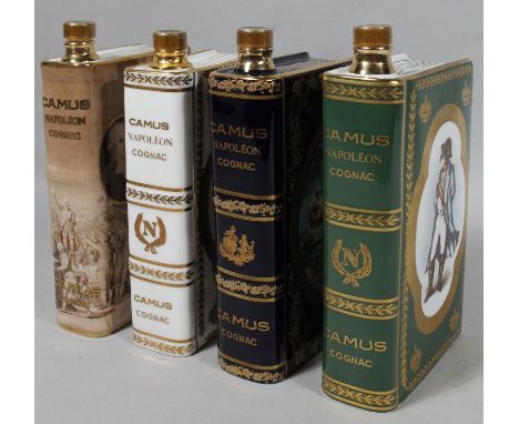 A Limoges France Camus Napoleon cognac book shape decanter, transfer printed with screw top and gilt highlights, printed mark