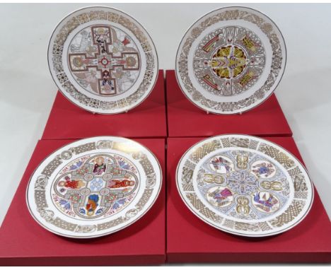 A set of Spode boxed Cathedral plates, to include The Saint Chad plate, 25cm dia. with packaging, outer box and slip cases. (