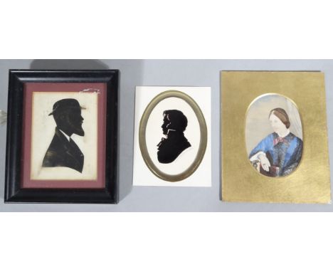 Enid Elliott Linder (20thC). A gentleman, side quarter profile silhouette, signed 10cm x 7cm, further 20thC silhouettes of a 