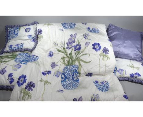 A Sanderson bed spread, with quilt, cushions, etc. king sized, (a quantity)