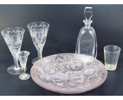 Various art and other glassware, etc., to include a Kosta Swedish Bergh Kristall Art Deco decanter with shaped stopper and ro